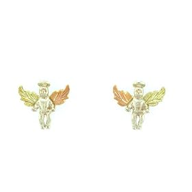 Pretty! Authentic Black Hills Gold Sterling/Gold Angel Earrings