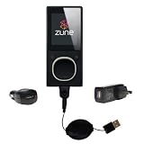 Retractable USB Hot Sync Compact Kit with Car & Wall Charger for the Microsoft Zune 4GB / 8GB - Gomadic Brand w/ TipExchange Technology