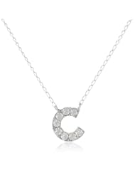 DiAura Sterling Silver Mini Diamond Initial Pendant Necklace, 18"