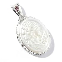 Sterling Silver Mabe Cultured Pearl & Tourmaline Locket Pendant