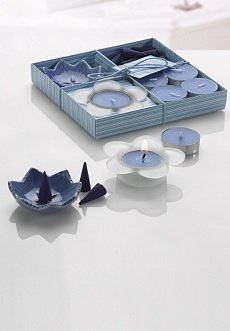 Star Flower Tealight Candle & Cone Incense Gift Boxed Set - Lavender Scent