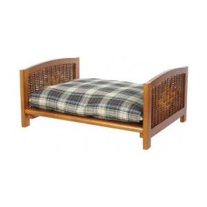 Wicker and Wood Pet Bed Medium Mahogany Finish (Mahogany) (11.75H x 19.625W x 25.5D) Wicker and Wood Pet Bed - Medium - Mahogany Finish (Mahogany) (11.75