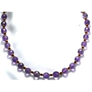Amethyst Necklaces 10 mm Amethyst with Idiand Beads and Quartz Beads Beaded... by