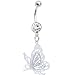 Silver Cut-Out Butterfly Belly Ring