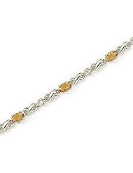 14kt Yellow Gold Oval Citrine and Diamond Bracelet