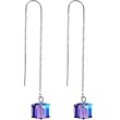 HandcraftedSilver 925 TANZANITE AURORA Box Chain Threader Earrings MADE WITH SWAROVSKI ELEMENTS