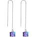 HandcraftedSilver 925 TANZANITE AURORA Box Chain Threader Earrings MADE WITH SWAROVSKI ELEMENTS