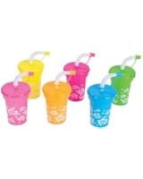 12 Luau sipper cups with straws - plastic reusable party cups