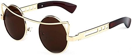 Authentic European and American retro round frame sunglasses tide male and female models round glasses  sunglasses tide (Dark brown)