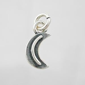 Little Double Sided Crescent Moon Charm in Sterling Silver, #9215