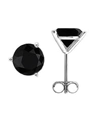 2.00 CTW Round Black Diamond Martini-set Stud Earrings in 14K White Gold