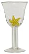 Hand Blown Glass Yellow Starfish Water Glass 7.75"H 10oz Set of Four