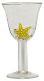 Hand Blown Glass Yellow Starfish Water Glass 7.75"H 10oz Set of Four