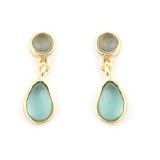 Turquoise and Blue Glass Teardrop Earrings by Michael Vincent Michaud
