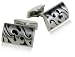 Artistic Silver and Black Enamel Cufflinks with Presentation Box