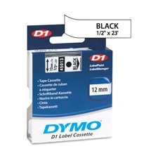 Dymo Corporation DYM45013 DYMO D1 Electronic Tape- .50in.x23ft. Size- Black-White