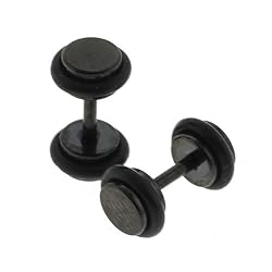 Surgical Steel Fake Plug with Anodized Black - 4g/5.0mm, 16G Wire - Sold as a Pair
