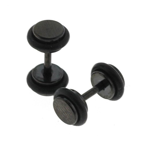 Surgical Steel Fake Plug with Anodized Black - 4g/5.0mm, 16G Wire - Sold as a Pair