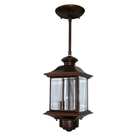 Motion Sensor 14" High Antique Bronze Outdoor Hanging Light