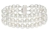 Cultured Pearl Triple Strand Bracelet with Sterling Silver Clasp