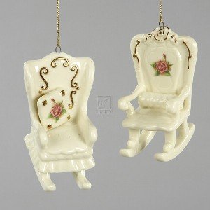 VINTAGE ROSE CHAIR ORNAMENT – 3″ PORCELAIN VINTAGE ROSE CHAIR ORNAMENT, SET OF 2 ASSORTED – Christmas Ornament