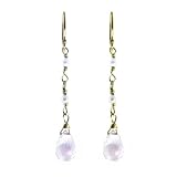14K Gold Rock Crystal & freshwater Pearl Drop Earrings by Suz Andreasen Bridal, MADE IN AMERICA