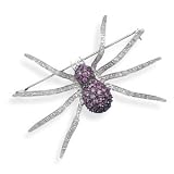 Rhodium Plated CZ Spider Pin