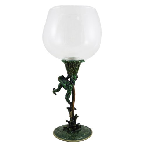 Green Tree Frog Wine Glass Bejeweled Enameled 9
