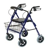 Graham Field 8 Inches Four-Wheel Rollator with Curved Back, Blue # RJ4805B - 1 Ea