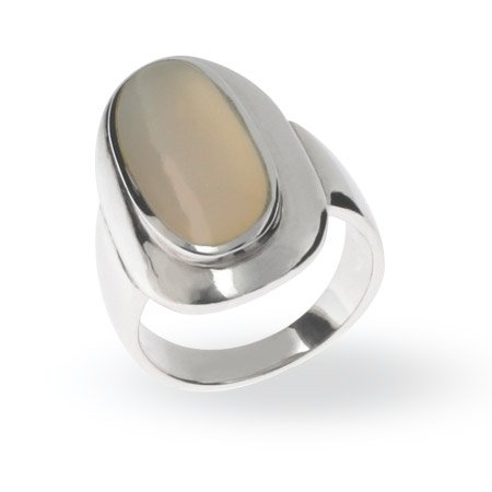 Bold and Beautiful Sterling Silver Oval Mother of Pearl Ring