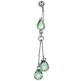 Pear Cut Light Green Crystal Dangle Ring