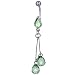 pug15  - Belly Navel Rings Pear Light Green Crystal Color