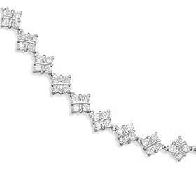 16 Rhodium Plated Cz Diamond Shaped Sterling Silver Necklace