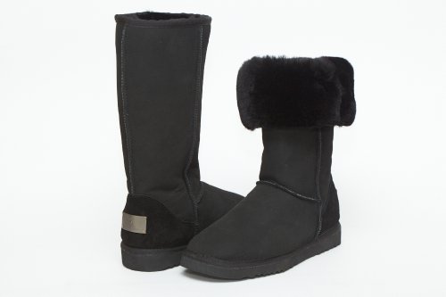 UniKoala Women's Classic Tall Sheepskin Boots Black