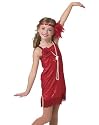 Deluxe Red Flapper Sequin Dot Velvet Dress Child Costume