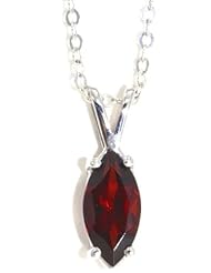GENUINE GARNET MARQUISE PENDANT WHITE GOLD QUALITY