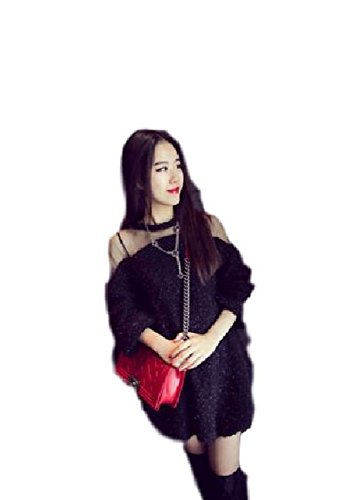 (マーミー) Maamee モヘア風 ニット ワンピース シースルー セクシー もこもこ モヘア ふわふわ ファー ニットワンピ ホワイト 白 ブラック 黒 キャバ用ドレス ミニ レース 透け 胸元 長袖 結婚式 発表会 ２次会 パーティ