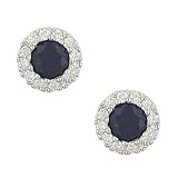 Round Sapphire (.90ct) and Diamond (.31ct) Earrings