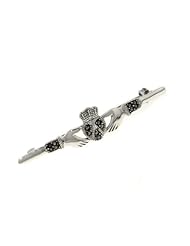 Sterling Silver Genuine Marcasite Celtic Claddagh Bar Pin or Brooch