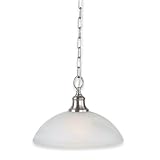 Royce Lighting RP800DW/1-12 Fairlawn Downlight Pendant Brushed Steel with White Alabaster Globe