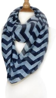 Chevron Fashion Infinity Scarf Loop Style Multi Color Women Girl's Shawl Wrap (NAVY-PASTELE BLUE)