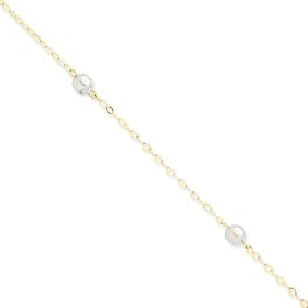 14k gold beaded anklet, 10 inch by