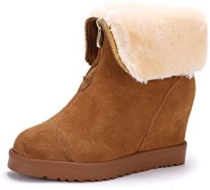Xanyi Women's Platform Zip Khaki Fur Line Winter Boots 36 EU
