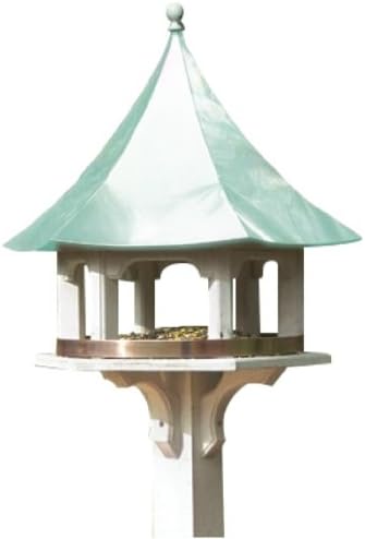 Lazy Hill Farm Designs 43506 Carousel Feeder White Solid Cellular Vinyl with Blue Verde Copper Roof, 25-Inch by 24-Inch