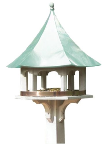Lazy Hill Farm Designs 43506 Carousel Feeder White Solid Cellular Vinyl with Blue Verde Copper Roof, 25-Inch by 24-Inch