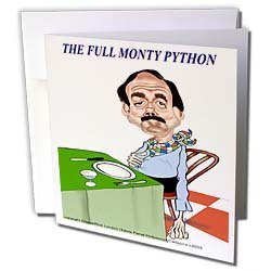 Londons Times Funny Panel Hollywood Cartoons - The Full Monty Python - Greeting Cards-6 Greeting Cards with envelopes