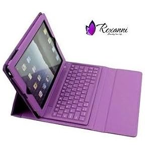 Purple Wireless Keyboard PU Leather Case for Apple iPad2