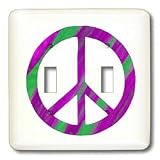 CherylsArt Signs Peace - Pink Green Peace Sign - Light Switch Covers - double toggle switch