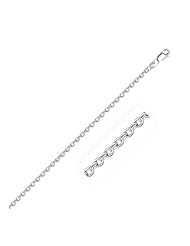2.3mm Sterling Silver Rhodium Plated Cable Chain