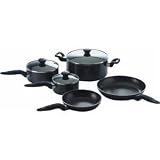 Mirro Get A Grip 10-Piece Nonstick Cookware Set, Black